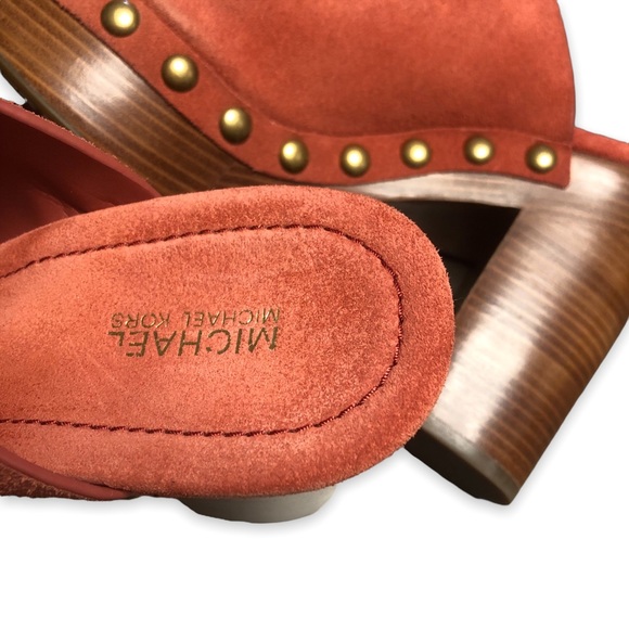 MICHAEL Michael Kors Westley Mule Suede Cinnamon Platform Stacked Heels  9 M - Picture 8 of 16